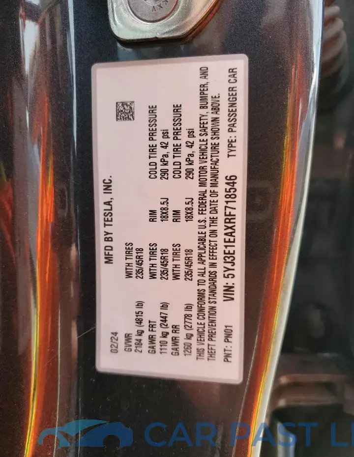 5YJ3E1EAXRF718546# 12