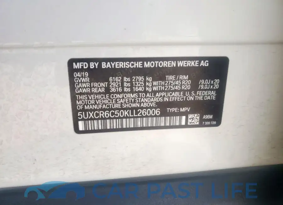 5UXCR6C50KLL26006# 13