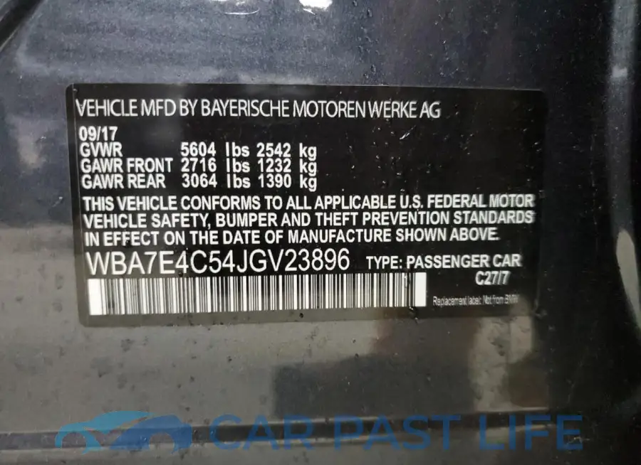 WBA7E4C54JGV23896# 12