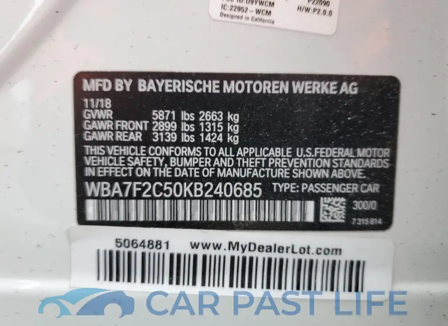WBA7F2C50KB240685# 12