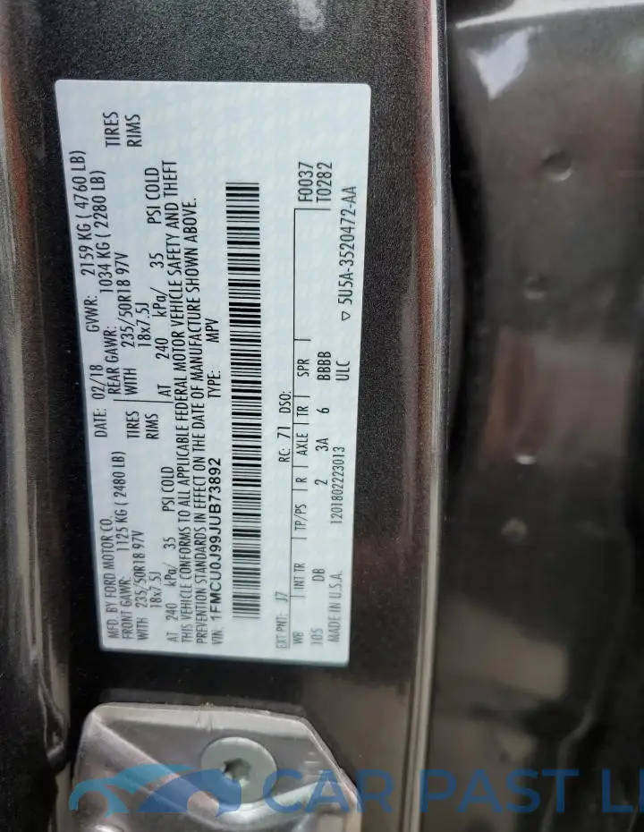 1FMCU0J99JUB73892# 14