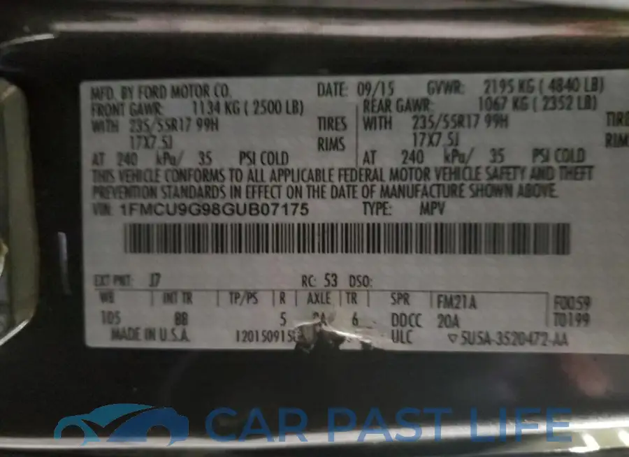 1FMCU9G98GUB07175# 13