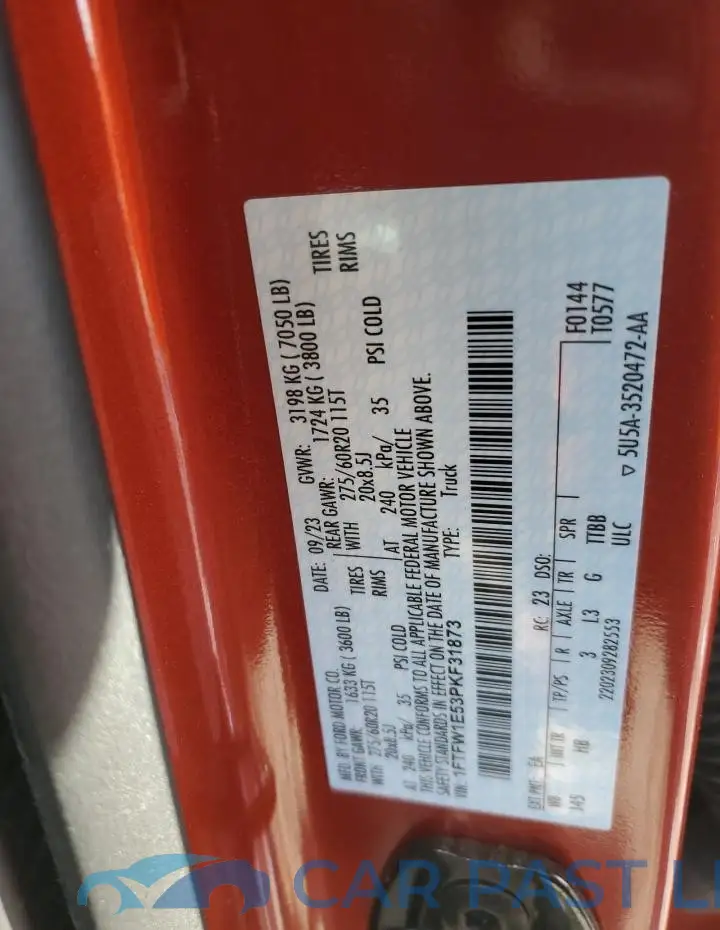 1FTFW1E53PKF31873# 13