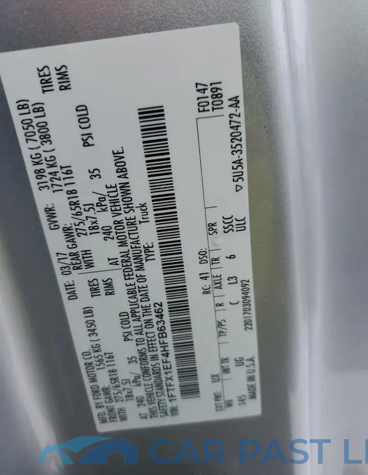 1FTFX1EF4HFB63462# 12