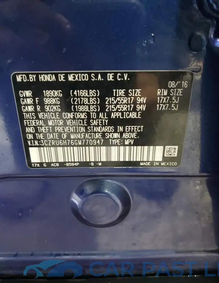 3CZRU6H76GM770947# 13