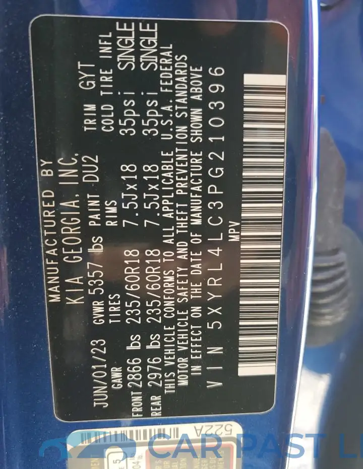5XYRL4LC3PG210396# 14