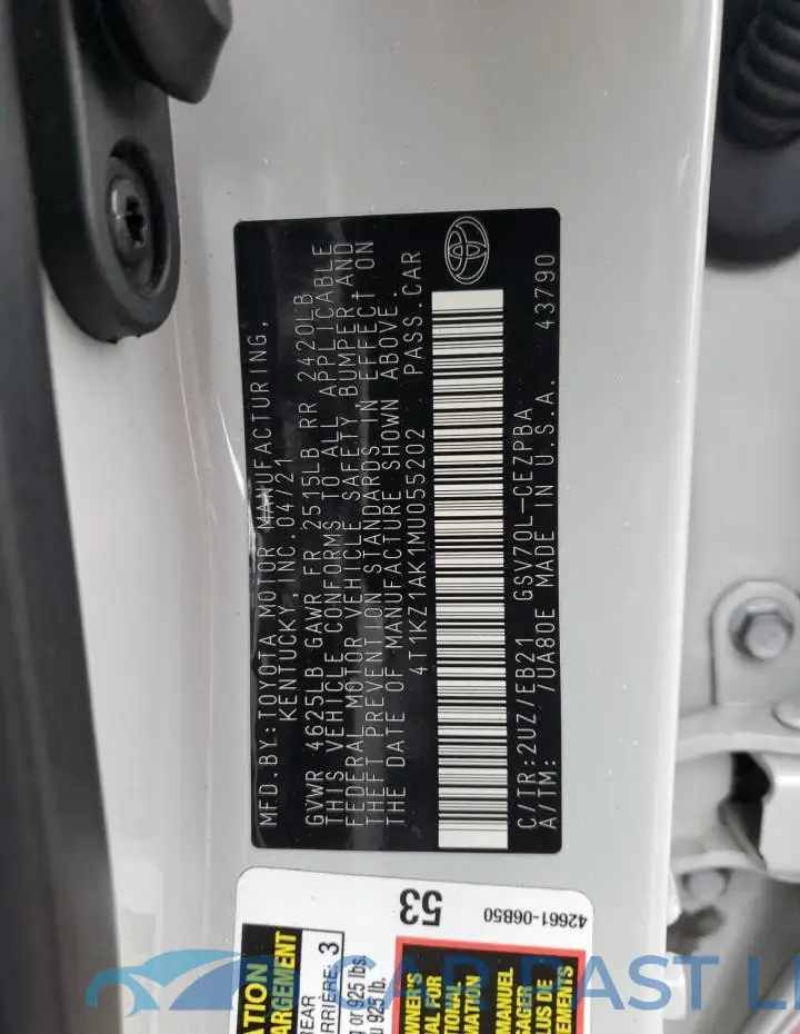 4T1KZ1AK1MU055202# 12