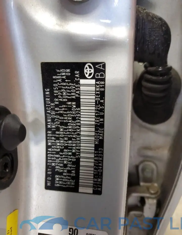 5YFBURHE3KP892626# 12
