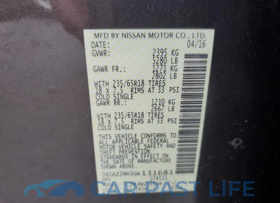 5N1AZ2MH3GN131681# 12