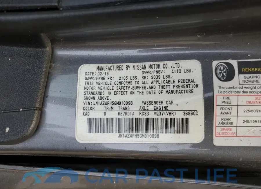 JN1AZ4FH5GM910098# 12