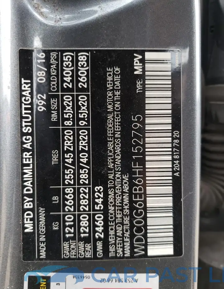 WDC0G6EB6HF152795# 12