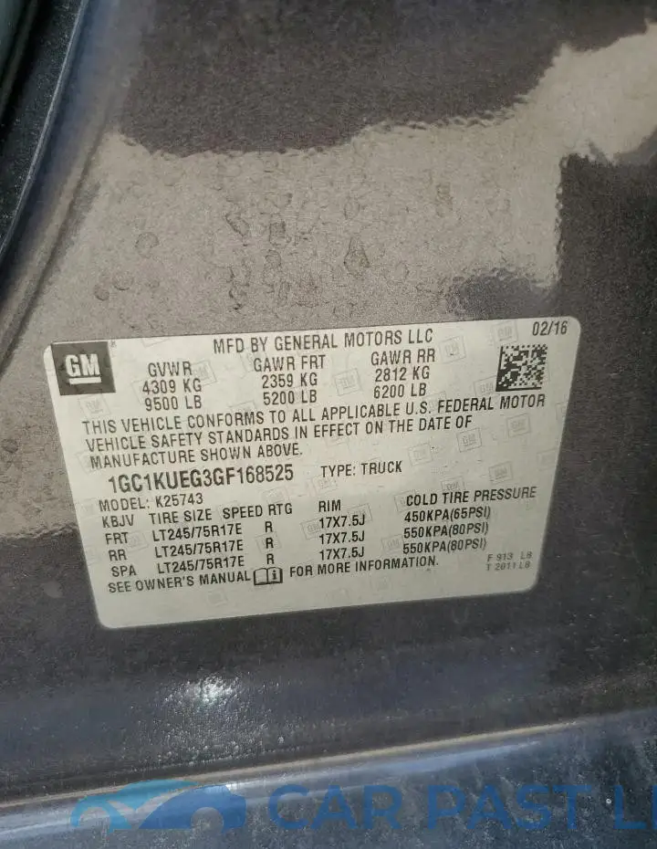 1GC1KUEG3GF168525# 13