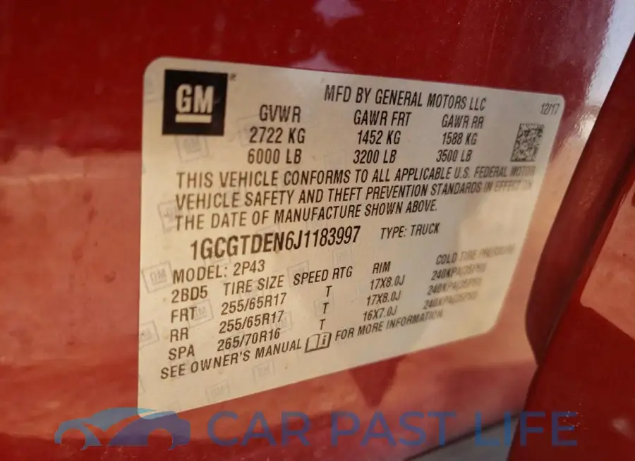 1GCGTDEN6J1183997# 12