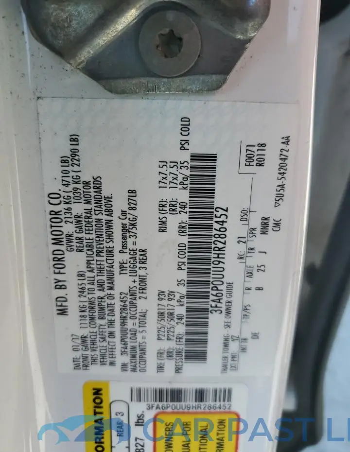 3FA6P0UU9HR286452# 12