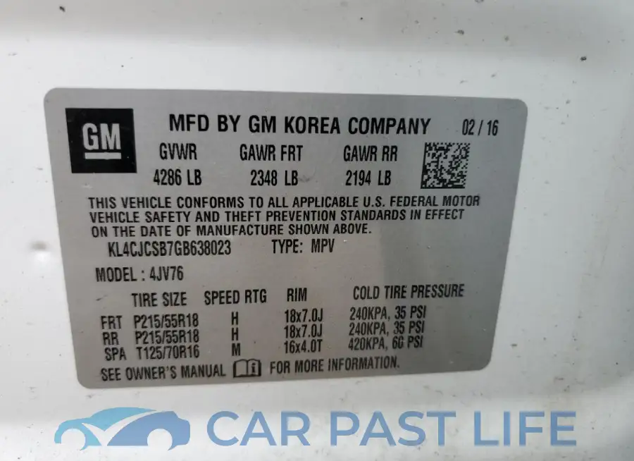 KL4CJCSB7GB638023# 13