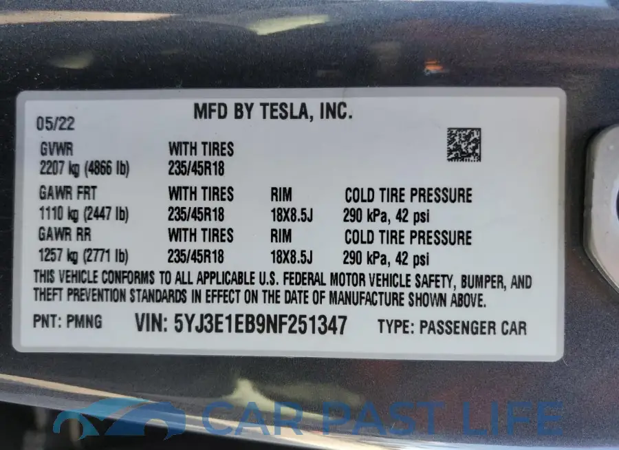 5YJ3E1EB9NF251347# 12