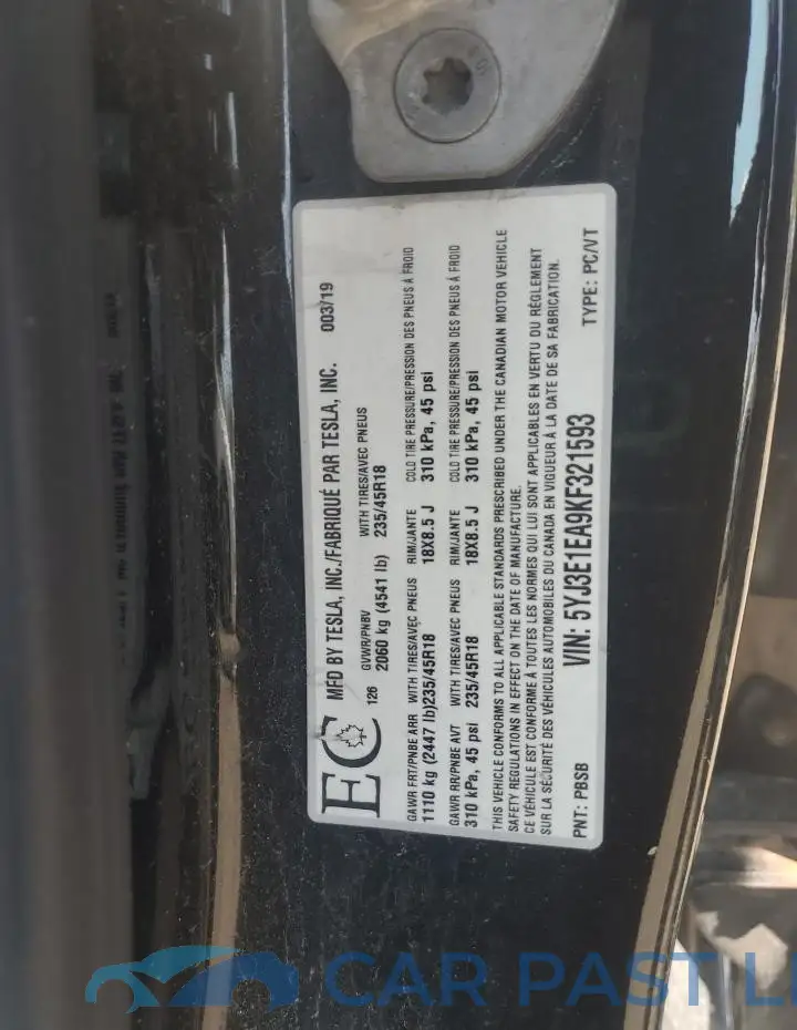 5YJ3E1EA9KF321593# 13