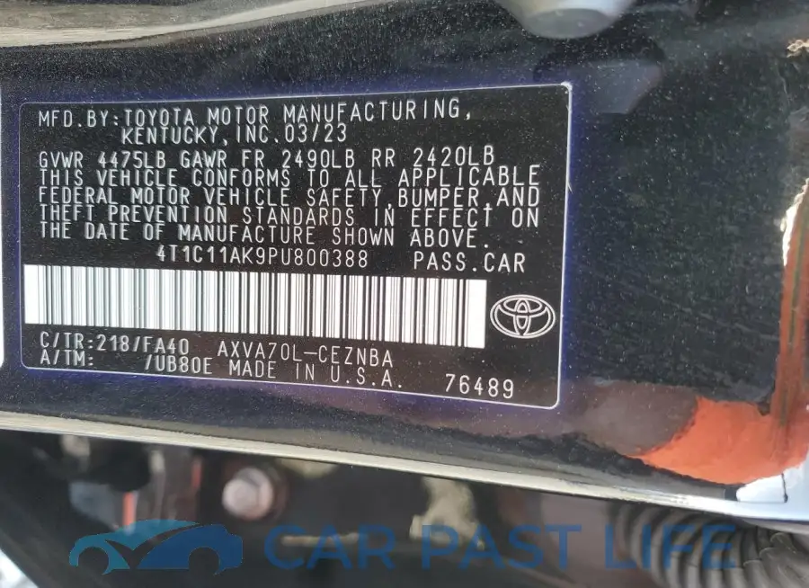 4T1C11AK9PU800388# 12