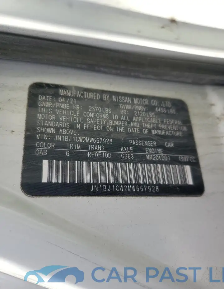 JN1BJ1CW2MW667928# 13