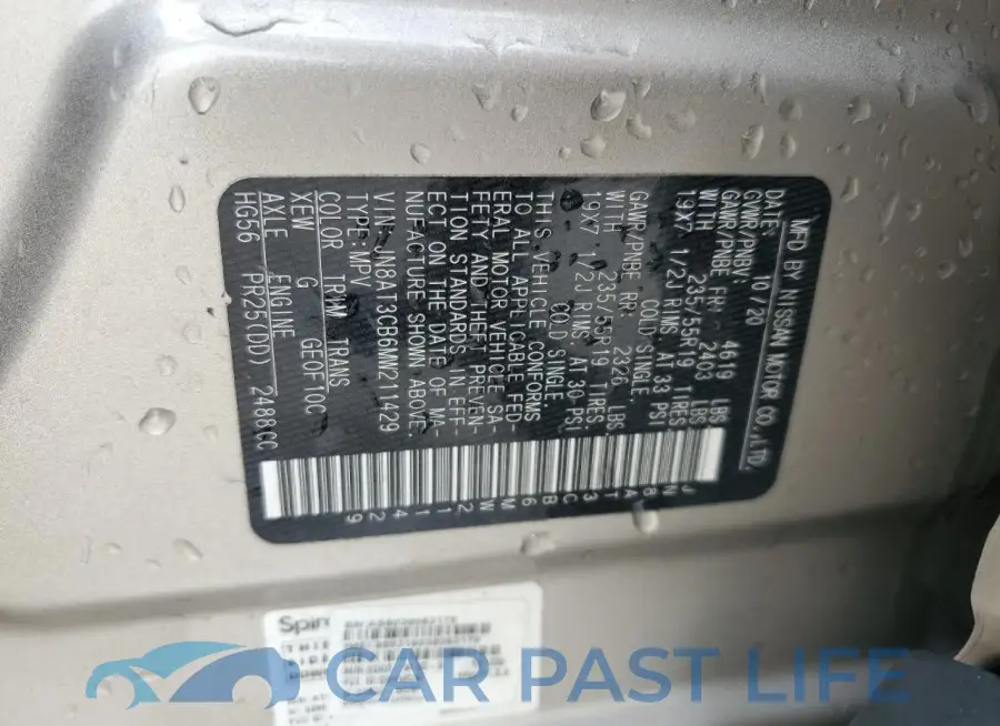 JN8AT3CB6MW211429# 14