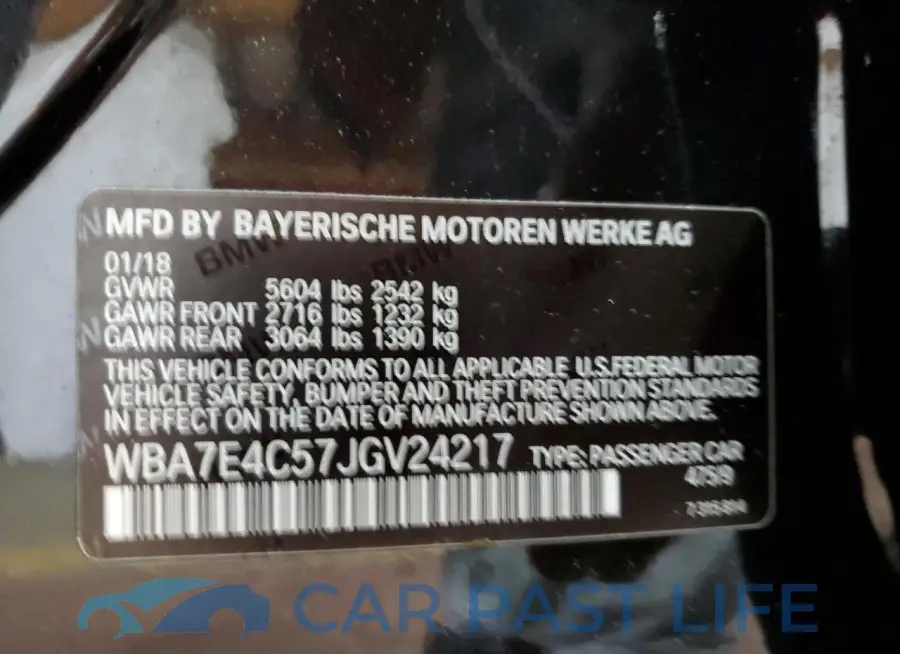 WBA7E4C57JGV24217# 13