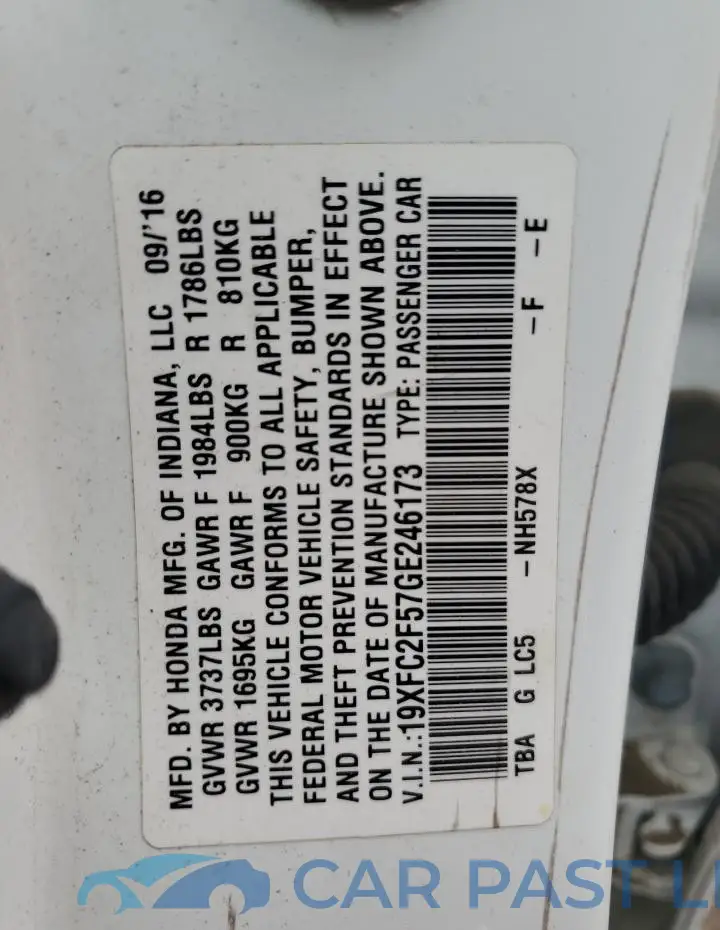 19XFC2F57GE246173# 12