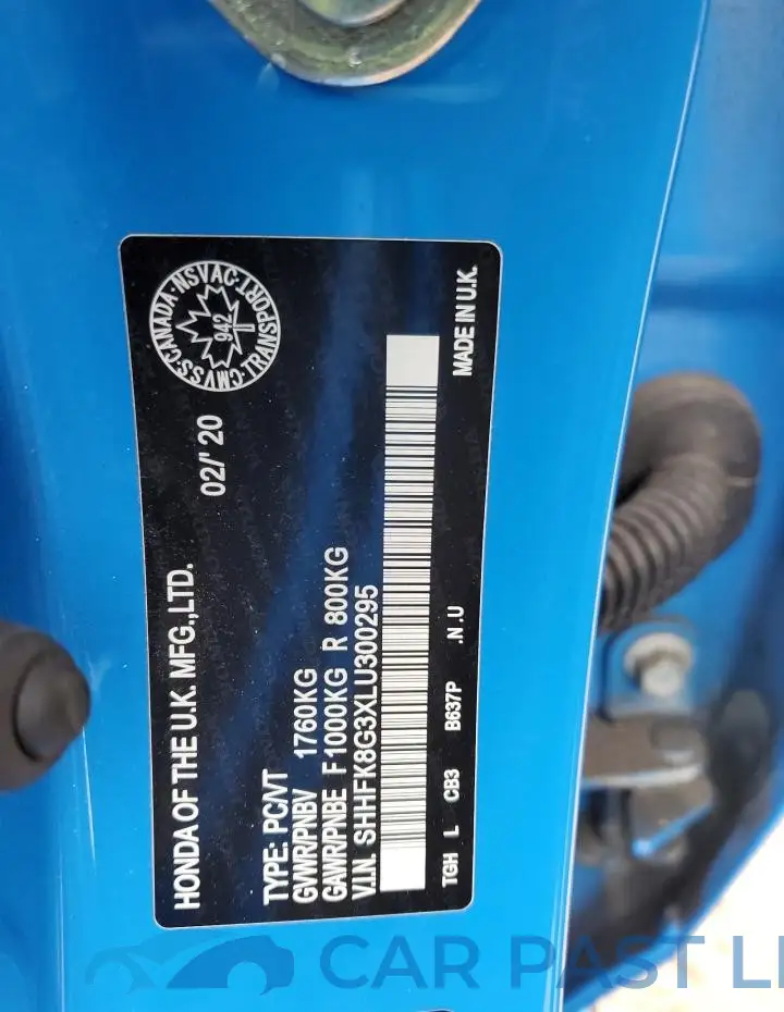 SHHFK8G3XLU300295# 13