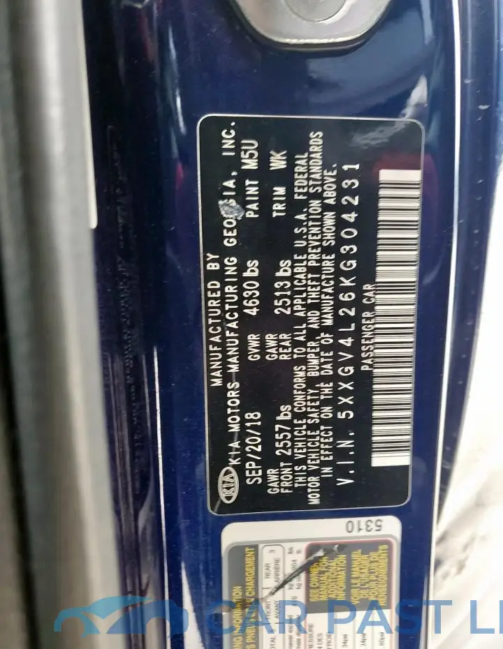 5XXGV4L26KG304231# 13