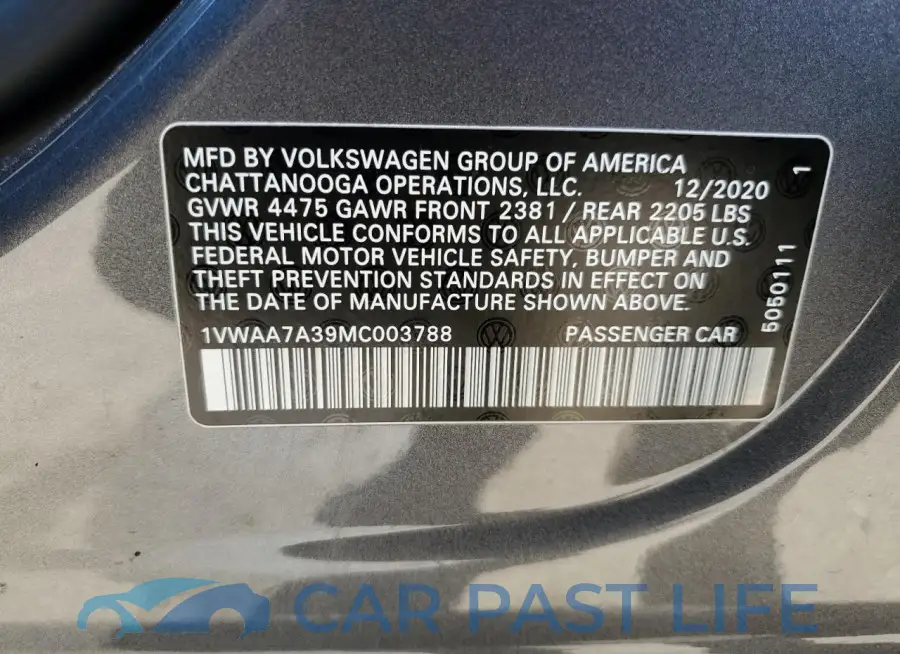 1VWAA7A39MC003788# 12