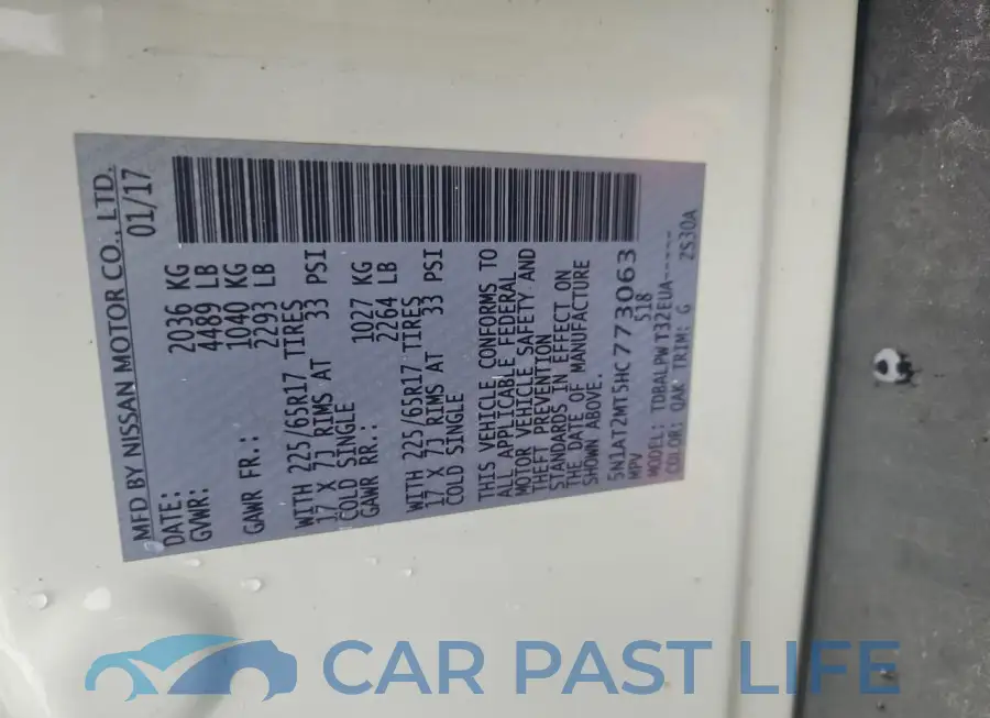 5N1AT2MT5HC773063# 10