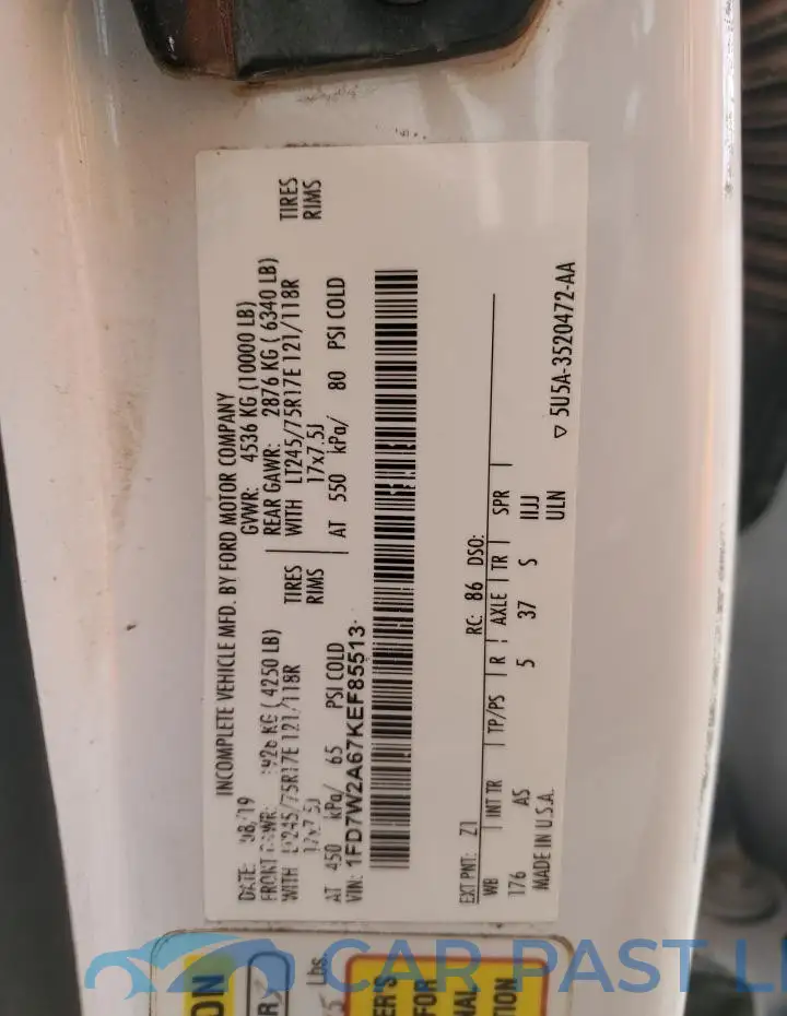 1FD7W2A67KEF85513# 12