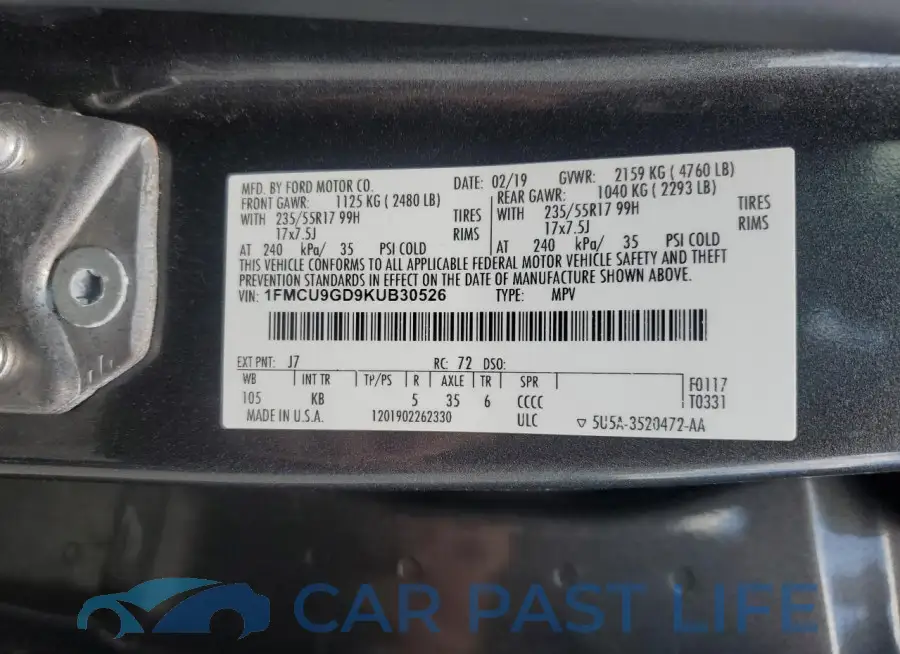 1FMCU9GD9KUB30526# 12