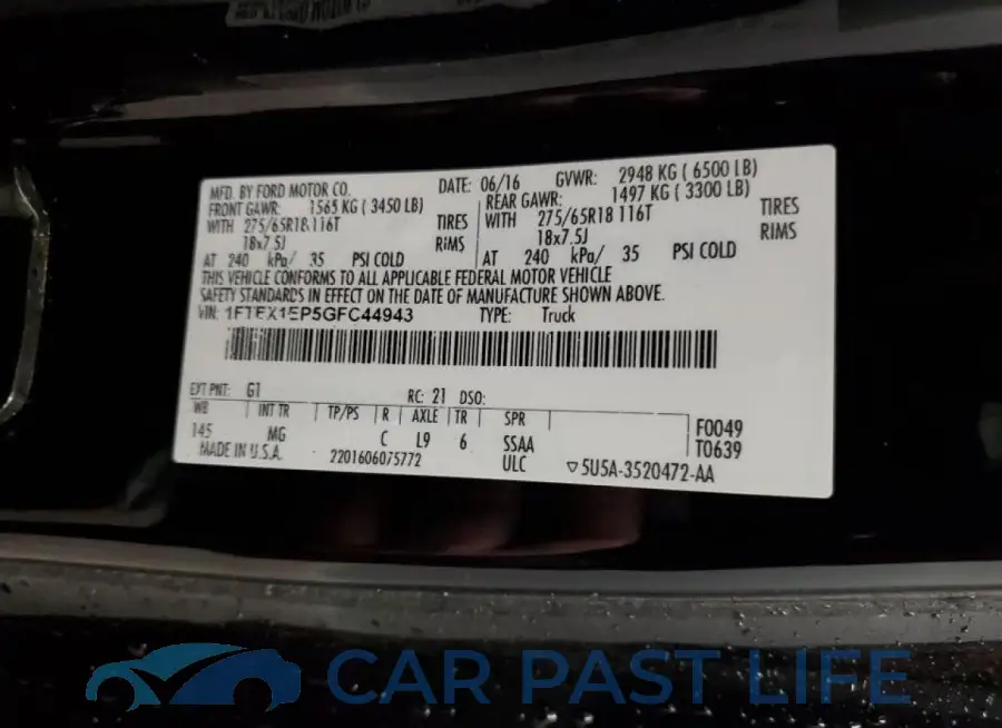 1FTEX1EP5GFC44943# 12