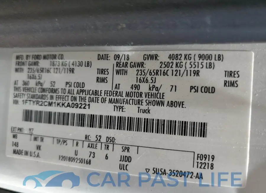1FTYR2CM1KKA09221# 13