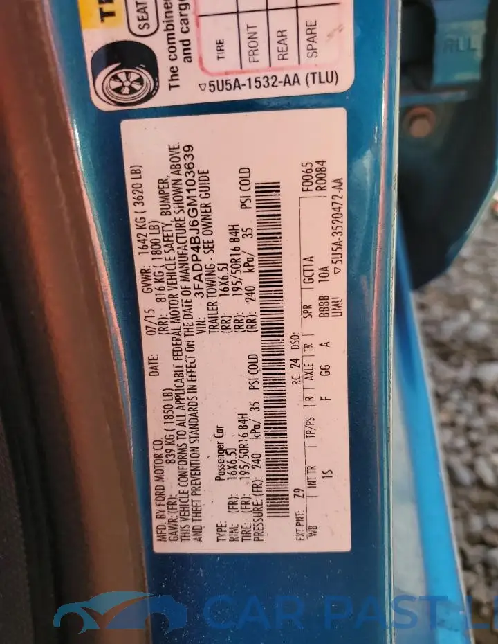 3FADP4BJ6GM103639# 13