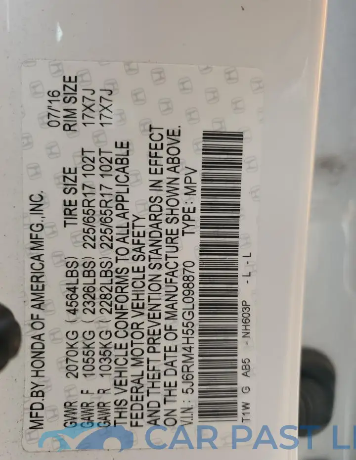 5J6RM4H55GL098870# 13