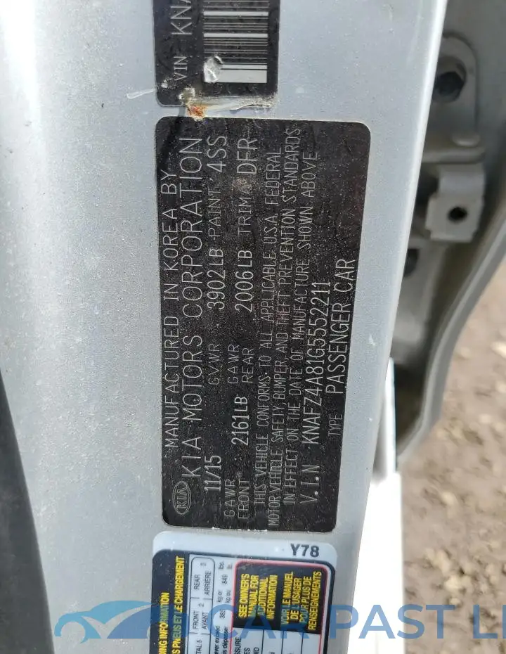 KNAFZ4A81G5552211# 12