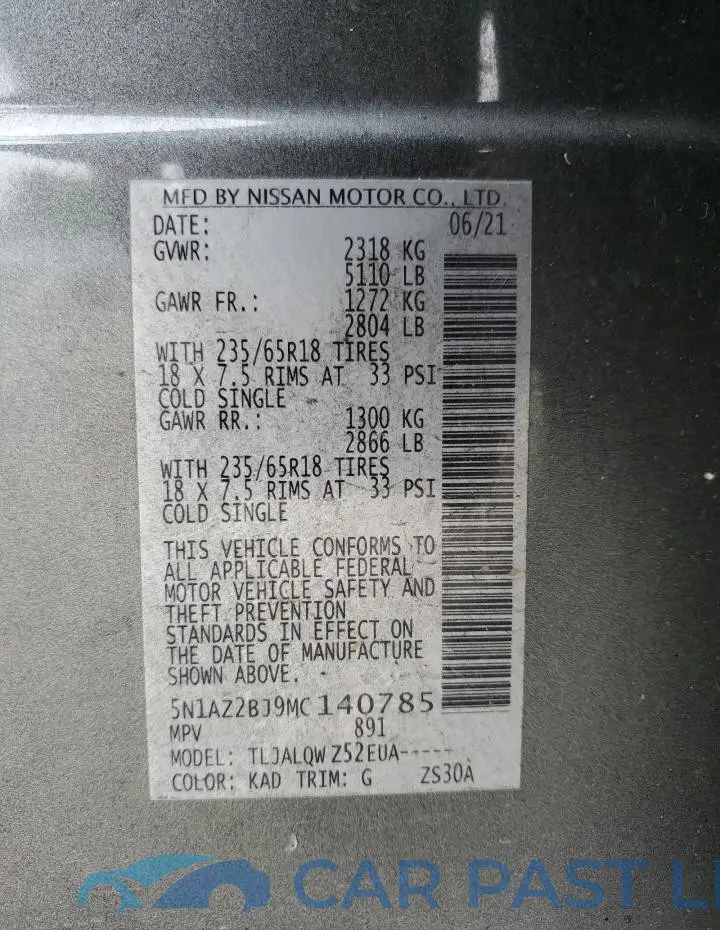 5N1AZ2BJ9MC140785# 13