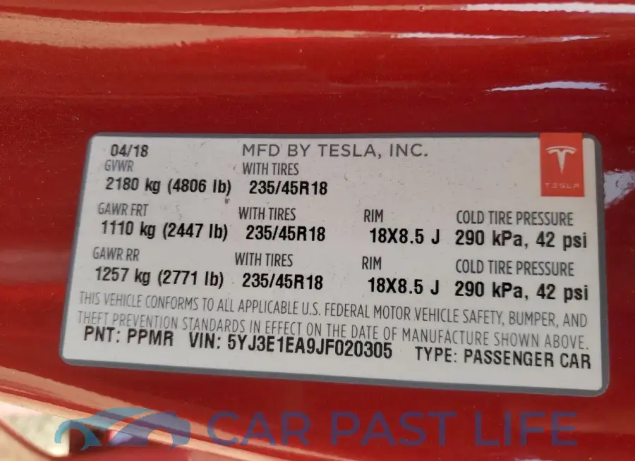 5YJ3E1EA9JF020305# 13