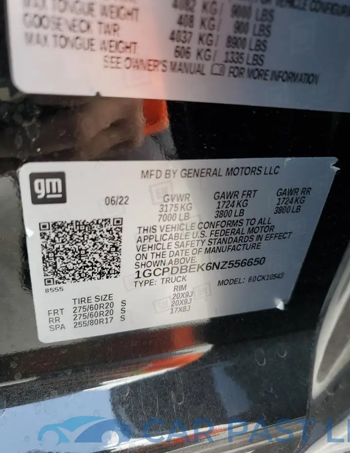 1GCPDBEK6NZ556650# 12