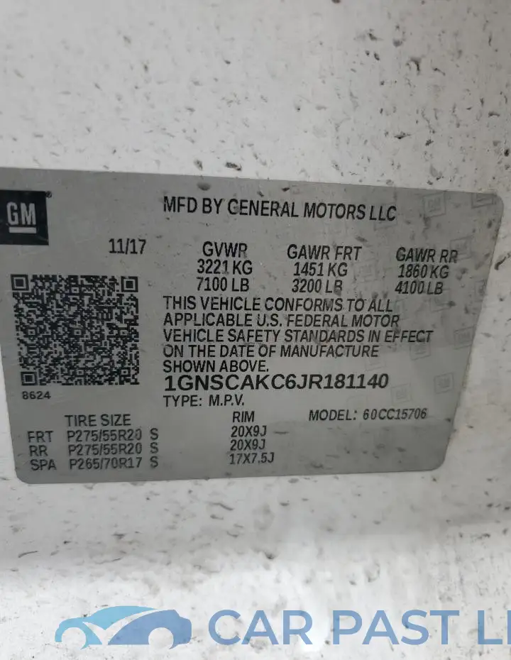 1GNSCAKC6JR181140# 13