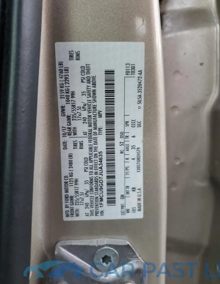 1FMCU9GD7JUA34635# 14