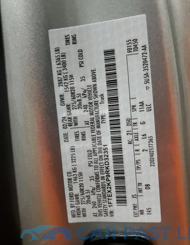 1FTEX2KP9RKD32351# 13