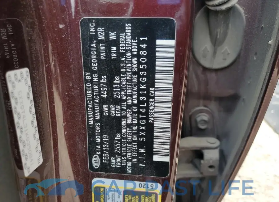 5XXGT4L31KG350841# 12