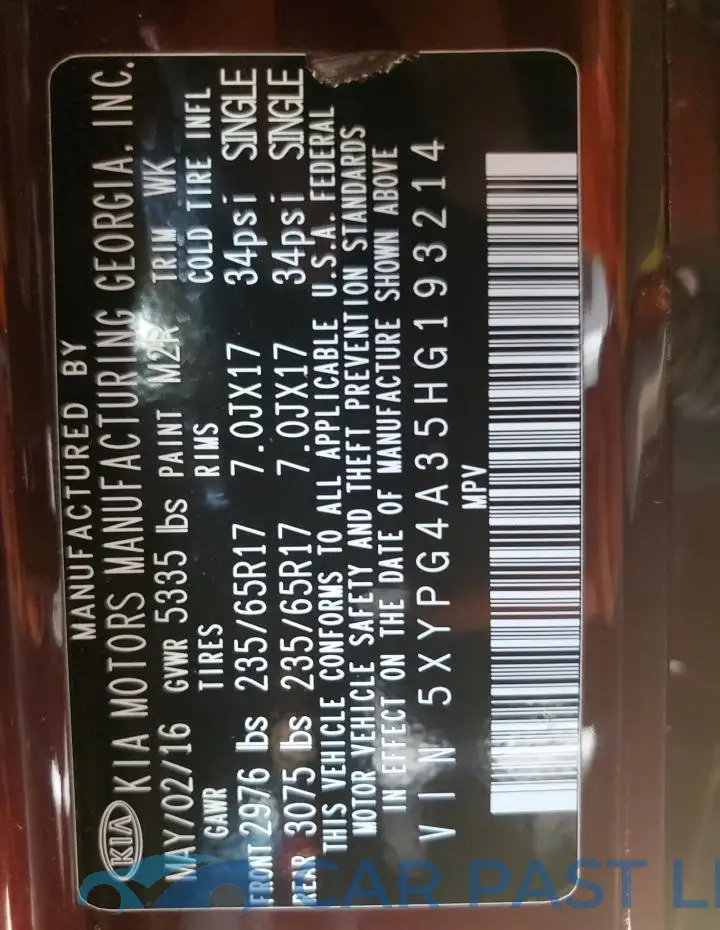 5XYPG4A35HG193214# 13