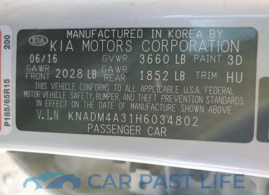 KNADM4A31H6034802# 12