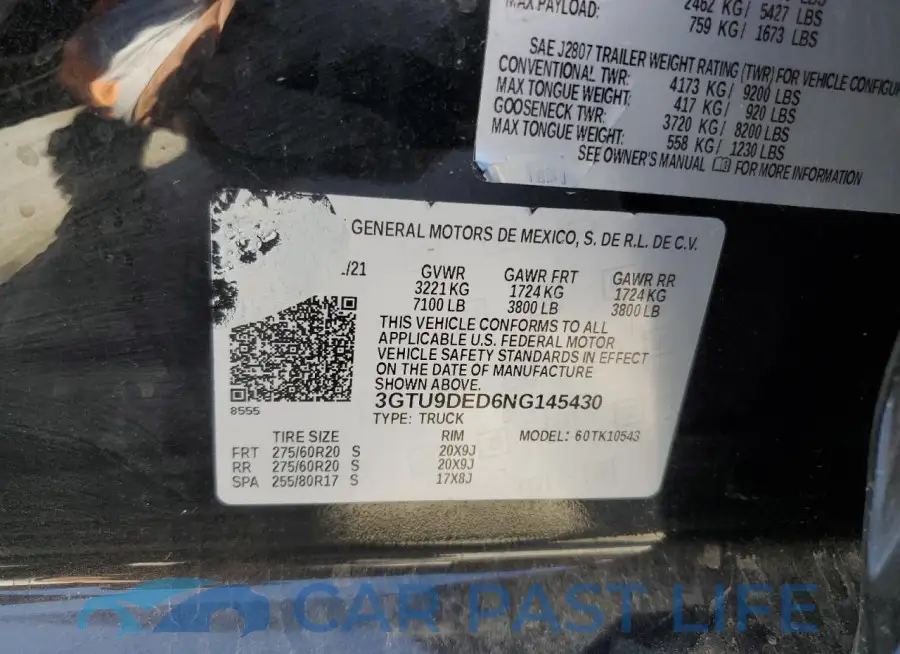 3GTU9DED6NG145430# 12