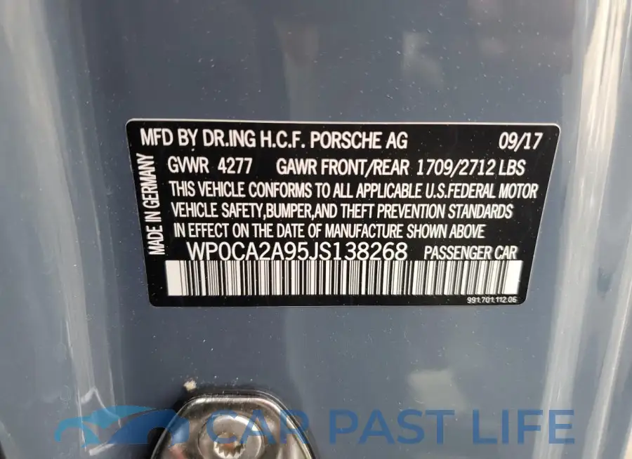WP0CA2A95JS138268# 12