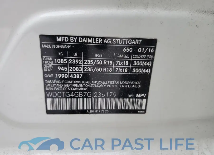 WDCTG4GB7GJ236179# 13