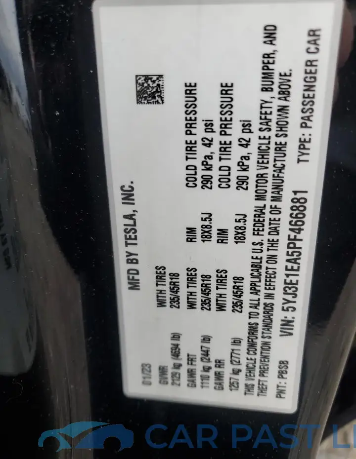 5YJ3E1EA5PF466881# 12